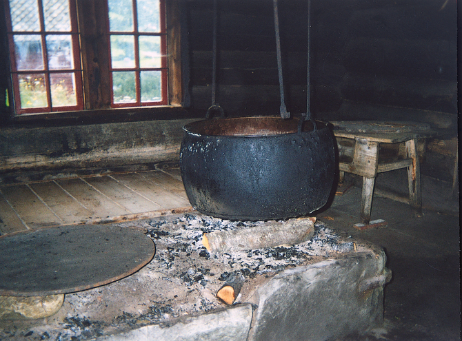 Eldstaden i den gamle årestova